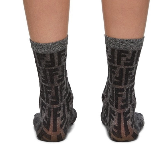 FENDI Black Short Lurex Socks - Picture 8 of 9